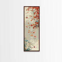 Load image into Gallery viewer, Autumn Maple Leaves in Japanese Garden Ukiyo-e Style Art Skinny Framed Canvas Print with Subtle Color Palette
