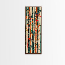 Cargar imagen en el visor de la galería, Colorful Bamboo Forest Skinny Art Ukiyo-e Tall Framed Canvas Print in Bright Autumn Hues