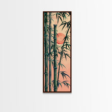 Carregar imagem no visualizador da galeria, Framed Canvas Print Of Bamboo Stalks And Red Sun, Traditional Japanese Style Wall Art Ready To Hang For Asian Inspired Decor