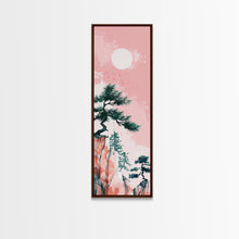 Carregar imagem no visualizador da galeria, Ethereal Reeds In Windy Meadow Blush Tones Skinny Art Tall Art Framed Canvas Print Japanese Style Art Ukiyo-e Art Wood Block Print Nature