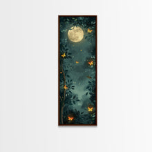 Carregar imagem no visualizador da galeria, Full Moon And Butterflies In A Night Forest Japanese Style Framed Canvas Print, Wall Art Ready To Hang For Your Home
