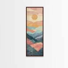 Carregar imagem no visualizador da galeria, Abstract Sunset Over Rolling Hills, Japanese Art-Inspired Tall Framed Canvas Print for Wall Art
