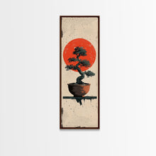 Carregar imagem no visualizador da galeria, Canvas Print Bonsai Tree Silhouette Against Red Sun, Minimalistic Japanese Style Art For Modern Home, Wall Decoration