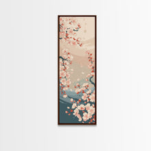 Cargar imagen en el visor de la galería, Cherry Blossom Branches Pale Background Japanese Style Tall Skinny Framed Canvas Print Wall Art