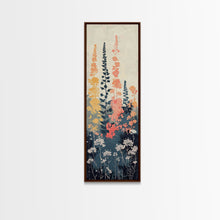 Carregar imagem no visualizador da galeria, Framed Canvas Print Of Elegant Wildflowers Set Against A Soft Background, Skinny Art, Tall Art, Japanese Style Art, Ukiyo-e Art, Wood Block Print