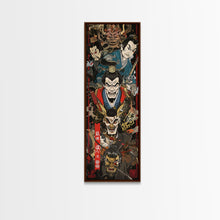Cargar imagen en el visor de la galería, Fierce Samurai Warriors With Oni Mask Tall Art Ukiyo-e Art Wood Block Print Framed Canvas Print
