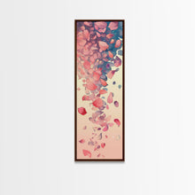 Cargar imagen en el visor de la galería, Cascading Pink Petals In Delicate Canvas, Tall Skinny Framed Wall Art For Feng Shui-Inspired Spaces, Japanese Style Art