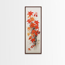 Cargar imagen en el visor de la galería, Brilliant Red Leaves On A Twisted Tree, Framed Canvas Print In Skinny Tall Style, Ideal For Feng Shui Wall Art In Japanese Style Art