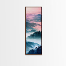 Load image into Gallery viewer, Dreamy Layers Of Misty Mountains At Dawn – Framed Canvas Print Skinny Art And Tall Art, Emphasizing Ukiyo-E Art And Japanese Style Art