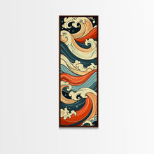 Carregar imagem no visualizador da galeria, Abstract Wave Pattern With Vibrant Colors - Skinny Art Tall Art Framed Canvas Print Japanese Style Art Ukiyo-e Art