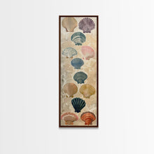 Cargar imagen en el visor de la galería, Colorful Shells On Textured Background Skinny Art Wood Block Print Japanese Style Art Framed Canvas Print Tall Art Ukiyo-e Art