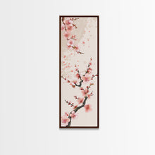 Cargar imagen en el visor de la galería, Cherry Blossom Branches On Canvas In Japanese Ukiyo-e Style, Traditional Woodblock Print, Framed Canvas Print, Tall Skinny Japanese Wall Art, Ready To Hang