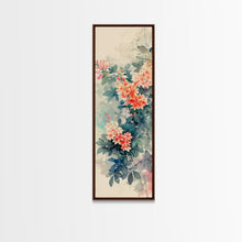 Carregar imagem no visualizador da galeria, Azalea Blossoms Skinny Art Tall Art Japanese Ukiyo-e Inspired Floral Framed Canvas Print for Elegant and Timeless Decor
