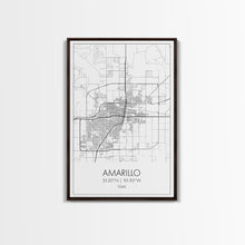 Load image into Gallery viewer, Amarillo Street Map, Texas Map, City Map Wall Decor, Travel Wall Art, Minimalist, Modern Art, Wall Art, Canvas Print, Canvas Wall Art