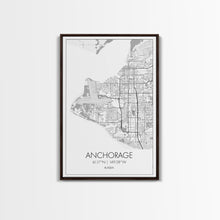 Load image into Gallery viewer, Anchorage Street Map, Alaska Map, Travel Wall Art, City Map Wall Art, Bedroom Art, Modern Art, Wall Art, Canvas Print, Canvas Wall Art