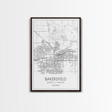 Load image into Gallery viewer, Bakersfield Street Map, California Map, City Wall Art, Home Wall Décor, Wife Gift, Minimalist Art, Wall Art, Canvas Print, Canvas Wall Art