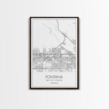Carregar imagem no visualizador da galeria, Fontana Street Map, California Map, City Map Art, Minimalist Art, Wall Art, Canvas Print, Unique Wall Art, Travel Décor, Travel Gift For Men