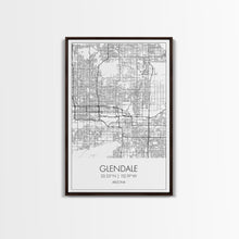 Carregar imagem no visualizador da galeria, Glendale Street Map, Arizona Map, City Map Art, Minimalist Art, Wall Art, Canvas Print, Black And White Map, Above Bed Art, Wanderlust Gift