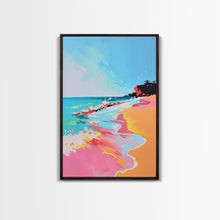 Load image into Gallery viewer, Dynamic Waves Crashing on Vibrant Beach - Framed Canvas Print, Coastal Wall Art, Ocean Vibes Decor for Living Room