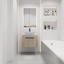 Carregar imagem no visualizador da galeria, 24" Modern Design Float Bathroom Vanity With Ceramic Basin Set, Wall Mounted White Oak Vanity With Soft Close Door, KD-PackingD-Packing Pieces