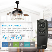 Carregar imagem no visualizador da galeria, 42" Modern Downrod Mount Crystal Ceiling Fan with Lighting and Remote Control