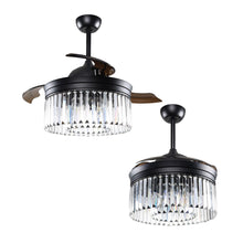 Carregar imagem no visualizador da galeria, 42" Modern Downrod Mount Crystal Ceiling Fan with Lighting and Remote Control
