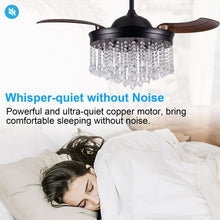 Carregar imagem no visualizador da galeria, 42" Mateo Modern Downrod Mount Crystal Ceiling Fan with Lighting and Remote Control