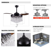 Carregar imagem no visualizador da galeria, 42" Mateo Modern Downrod Mount Crystal Ceiling Fan with Lighting and Remote Control
