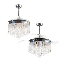 Carregar imagem no visualizador da galeria, 42" Mateo Modern Downrod Mount Crystal Ceiling Fan with Lighting and Remote Control