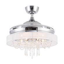 Carregar imagem no visualizador da galeria, 42" Modern Chrome Downrod Mount Crystal Ceiling Fan with Lighting and Remote Control