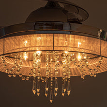 Carregar imagem no visualizador da galeria, 42" Modern Chrome Downrod Mount Crystal Ceiling Fan with Lighting and Remote Control