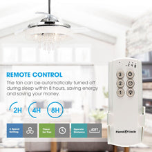 Carregar imagem no visualizador da galeria, 42" Modern Chrome Downrod Mount Crystal Ceiling Fan with Lighting and Remote Control