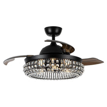 Carregar imagem no visualizador da galeria, 42" Modern Downrod Mount Crystal Ceiling Fan with Lighting and Remote Control
