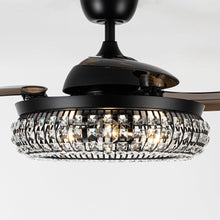 Carregar imagem no visualizador da galeria, 42" Modern Downrod Mount Crystal Ceiling Fan with Lighting and Remote Control