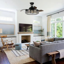 Carregar imagem no visualizador da galeria, 42" Modern Downrod Mount Crystal Ceiling Fan with Lighting and Remote Control