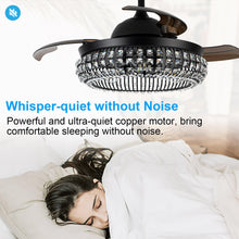 Carregar imagem no visualizador da galeria, 42" Modern Downrod Mount Crystal Ceiling Fan with Lighting and Remote Control