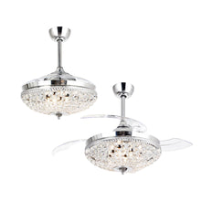 Carregar imagem no visualizador da galeria, 42" Servantes Modern Downrod Mount Crystal Ceiling Fan with Lighting and Remote Control