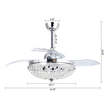 Carregar imagem no visualizador da galeria, 42" Servantes Modern Downrod Mount Crystal Ceiling Fan with Lighting and Remote Control