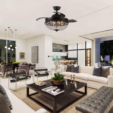 Carregar imagem no visualizador da galeria, 42" Servantes Modern Downrod Mount Crystal Ceiling Fan with Lighting and Remote Control