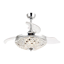 Carregar imagem no visualizador da galeria, 42" Servantes Modern Downrod Mount Crystal Ceiling Fan with Lighting and Remote Control