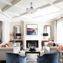 Carregar imagem no visualizador da galeria, 42" Servantes Modern Downrod Mount Crystal Ceiling Fan with Lighting and Remote Control