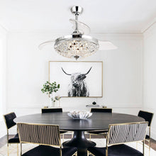 Carregar imagem no visualizador da galeria, 42" Servantes Modern Downrod Mount Crystal Ceiling Fan with Lighting and Remote Control