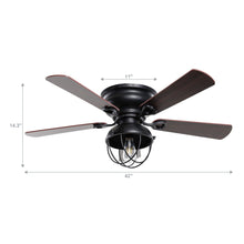 Carregar imagem no visualizador da galeria, 42" Traditional Flush Mount Reversible Ceiling Fan with Lighting and Remote Control