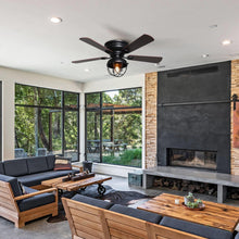 Carregar imagem no visualizador da galeria, 42" Traditional Flush Mount Reversible Ceiling Fan with Lighting and Remote Control