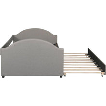 Carregar imagem no visualizador da galeria, Full size Upholstered Daybed with Twin Size Trundle, Wood Slat Support, Gray(OLD SKU :LP000118AAE)