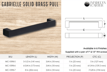 Load image into Gallery viewer, Gabrielle Solid Brass Drawer Pull - 7.625 Inch Centers