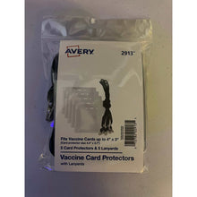 Load image into Gallery viewer, Avery CDC Vaccine Card Holders and Lanyards, 4" x 3", Landscape, 5 Prepunched ID Card Holders and Lanyards (02913)e