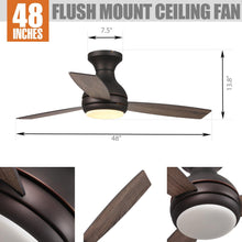 Carregar imagem no visualizador da galeria, 48" Beckette Farmhouse Flush Mount Reversible Ceiling Fan with Lighting and Remote Control