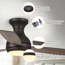 Carregar imagem no visualizador da galeria, 48" Beckette Farmhouse Flush Mount Reversible Ceiling Fan with Lighting and Remote Control