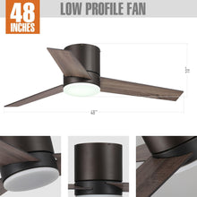 Carregar imagem no visualizador da galeria, 48" Kielah Farmhouse Flush Mount Reversible Ceiling Fan with Lighting and Remote Control